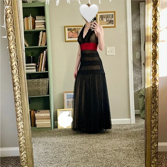 bcbg red tulle dress BCBGMAXAZRIA Strapless Ruffled Tulle Dress